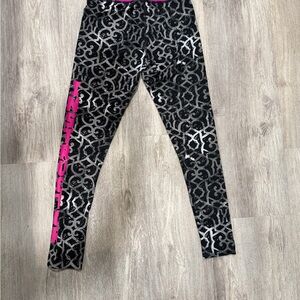 Zumba Fitness Black and Pink Patterned Leggings